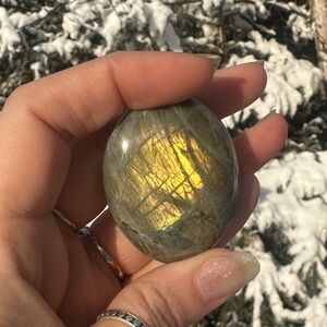 Labradorite Palm Stone with Golden Sheen
